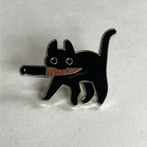*♪ Naughty Black Cat Kitty Enamel Pin *♪ - Picture 2 of 4